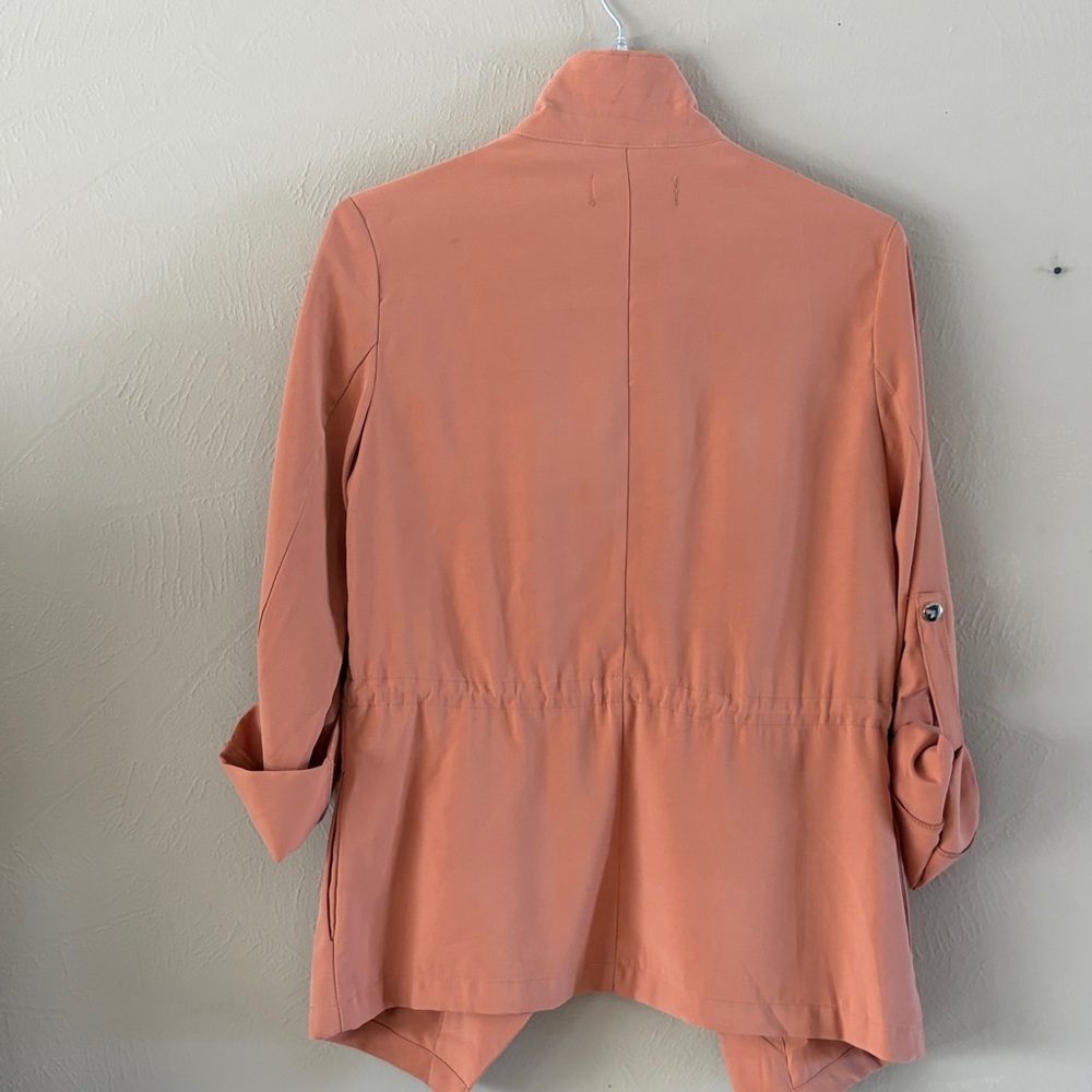 Amisu Women's Peach Blazer/Jacket Open Front Roll Tab Sleeves Size Small - Picture 6 of 13
